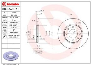 Brembo 08.5573.10 - Brzdový kotúč -