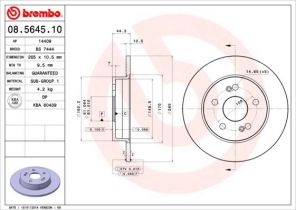 Brembo 08.5645.10 - Brzdový kotúč -