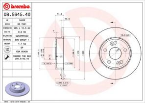 Brembo 08.5645.40 - Brzdový kotúč -