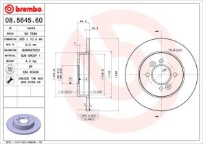 Brembo 08.5645.60 - Brzdový kotúč -