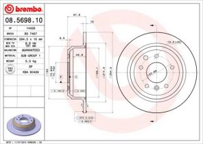 Brembo 08.5698.10 - Brzdový kotúč -