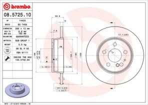Brembo 08.5725.10 - Brzdový kotúč -