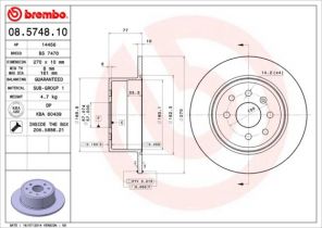 Brembo 08.5748.10 - Brzdový kotúč -