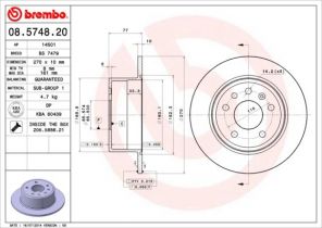 Brembo 08.5748.20 - Brzdový kotúč -