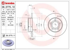 Brembo 08.5775.11 - Brzdový kotúč -