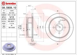 Brembo 08.5808.10 - Brzdový kotúč -