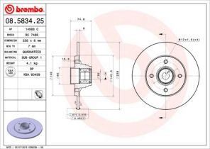 Brembo 08.5834.25 - Brzdový kotúč -
