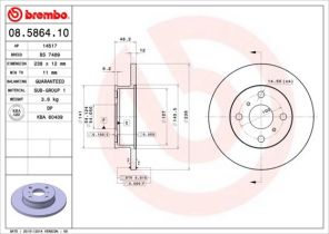 Brembo 08.5864.10 - Brzdový kotúč -