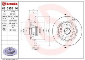 Brembo 08.5953.10 - Brzdový kotúč -