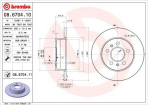 Brembo 08.6704.10 - Brzdový kotúč -