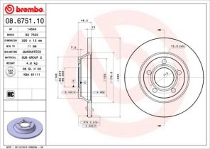 Brembo 08.6751.10 - Brzdový kotúč -