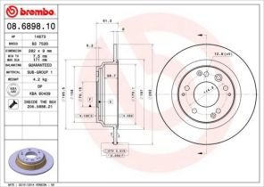 Brembo 08.6898.10 - Brzdový kotúč -