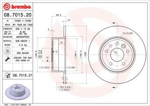 Brembo 08.7015.20 - Brzdový kotúč -