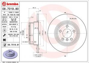 Brembo 08.7019.81 - Brzdový kotúč -