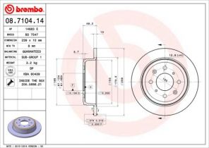 Brembo 08.7104.14 - Brzdový kotúč -