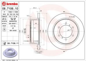 Brembo 08.7106.10 - Brzdový kotúč -