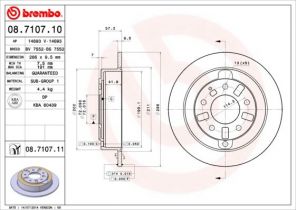 Brembo 08.7107.10 - Brzdový kotúč -