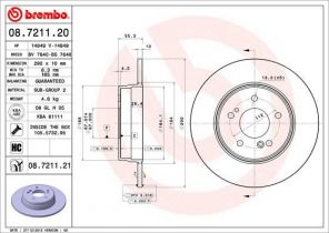 Brembo 08.7211.20 - Brzdový kotúč -