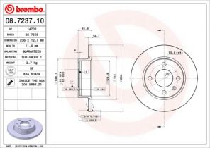 Brembo 08.7237.10 - Brzdový kotúč -