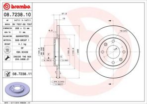 Brembo 08.7238.10 - Brzdový kotúč -