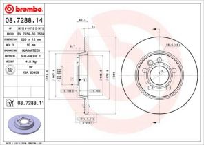Brembo 08.7288.14 - Brzdový kotúč -