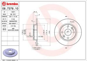 Brembo 08.7378.10 - Brzdový kotúč -
