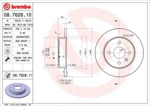 Brembo 08.7626.10 - Brzdový kotúč -