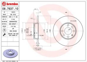 Brembo 08.7637.10 - Brzdový kotúč -