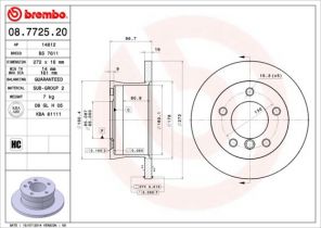 Brembo 08.7725.20 - Brzdový kotúč -