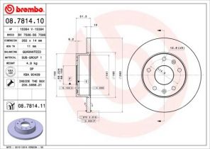 Brembo 08.7814.10 - Brzdový kotúč -
