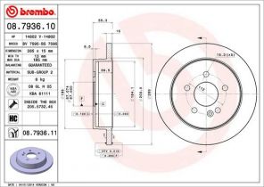 Brembo 08.7936.11 - Brzdový kotúč -