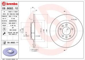 Brembo 08.8682.11 - Brzdový kotúč -
