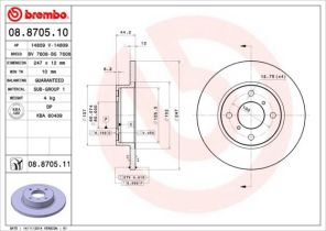 Brembo 08.8705.10 - Brzdový kotúč -