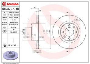 Brembo 08.8727.10 - Brzdový kotúč -