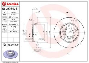 Brembo 08.9084.11 - Brzdový kotúč -