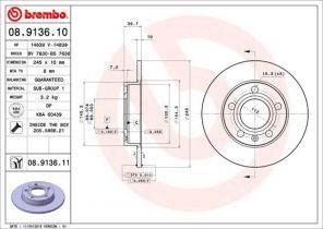 Brembo 08.9136.10 - Brzdový kotúč -