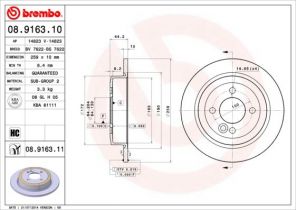 Brembo 08.9163.10 - Brzdový kotúč -