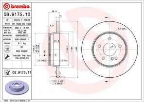 Brembo 08.9175.10 - Brzdový kotúč -