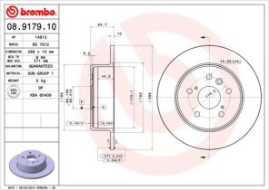 Brembo 08.9179.10 - Brzdový kotúč -