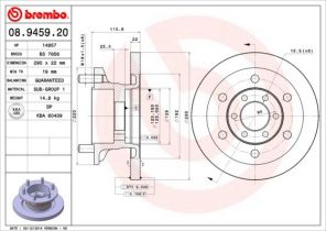 Brembo 08.9459.20 - Brzdový kotúč -