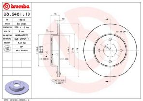 Brembo 08.9461.10 - Brzdový kotúč -
