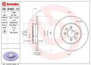 Brembo 08.9465.10 - Brzdový kotúč -