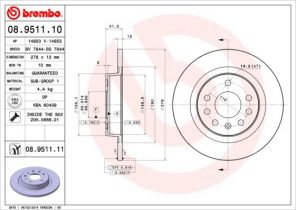 Brembo 08.9511.10 - Brzdový kotúč -