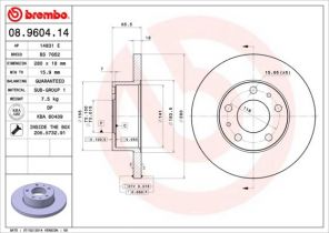Brembo 08.9604.14 - Brzdový kotúč -