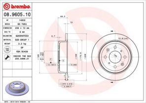 Brembo 08.9605.10 - Brzdový kotúč -