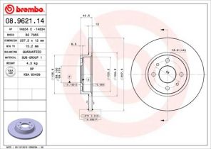 Brembo 08.9621.14 - Brzdový kotúč -