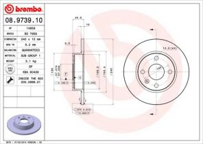 Brembo 08.9739.10 - Brzdový kotúč -