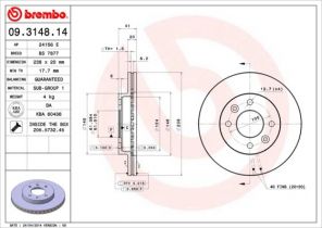 Brembo 09.3148.14 - Brzdový kotúč -