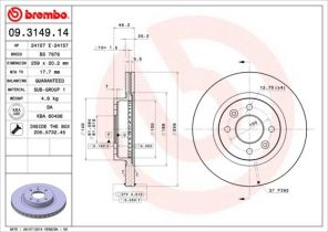 Brembo 09.3149.14 - Brzdový kotúč -