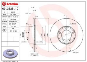 Brembo 09.3825.10 - Brzdový kotúč -